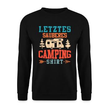 Wohnmobil Spruch Letztes sauberes Camping Shirt - Unisex Pullover - Schwarz - Vorne - Alina (178cm) & Michal (187cm)