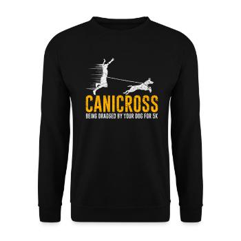 Canicross being dragged by your Dog for 5k Zughund - Unisex Sweatshirt - black - Front - Alina (178cm) & Michal (187cm)