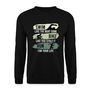 Funny Saying Triathletes Triathlon Gift - Unisex Sweatshirt - black - Front - Alina (178cm) & Michal (187cm)