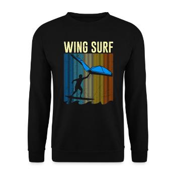 Wing Surf Gift Wing Foiler Retro Vintage - Unisex Sweatshirt - black - Front - Alina (178cm) & Michal (187cm)