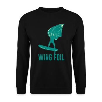 Wing Foil Wing Surf Geschenk Wassersport Foiler - Unisex Pullover - Schwarz - Vorne - Alina (178cm) & Michal (187cm)
