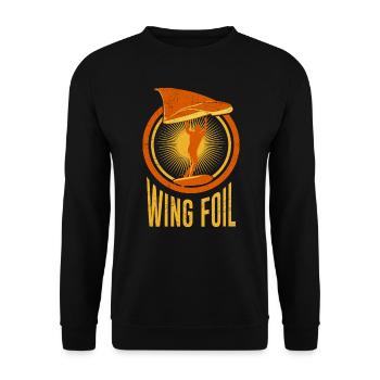Wing Foil Wing Surf Geschenk Foil Surfer Spruch - Unisex Pullover - Schwarz - Vorne - Alina (178cm) & Michal (187cm)