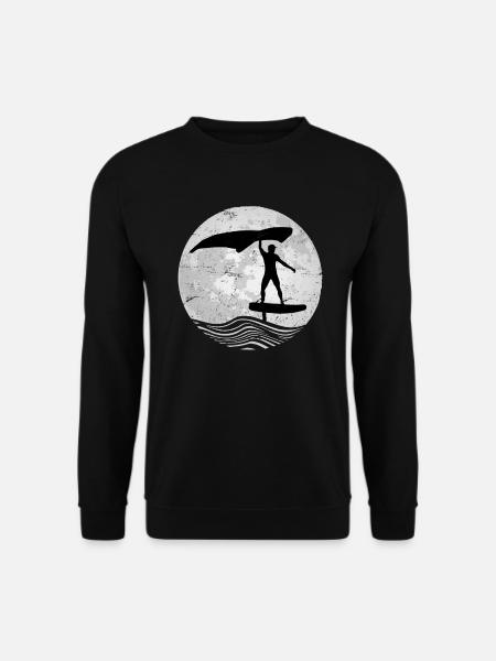 Wing Foil Vollmond Mond Surfer Wing Surf Geschenk - Unisex Pullover - Schwarz