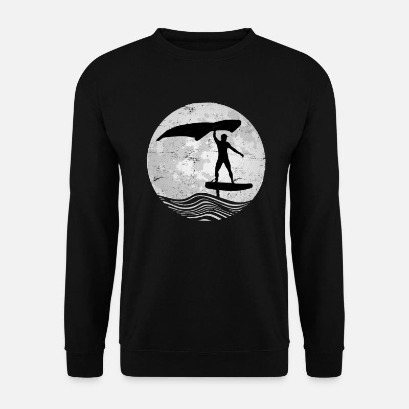 Wing Foil Vollmond Mond Surfer Wing Surf Geschenk - Unisex Pullover - Schwarz