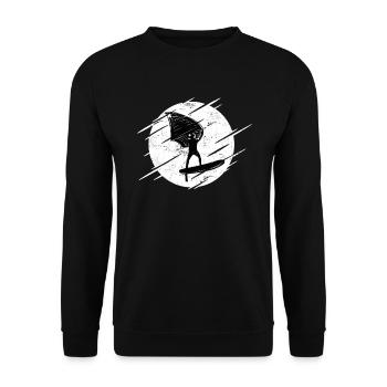 Retro Wing Foil Wing Surf Gift Moon - Unisex Sweatshirt - black - Front - Alina (178cm) & Michal (187cm)