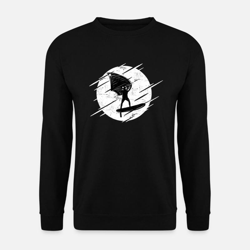 Retro Wing Foil Wing Surf Geschenk Mond - Unisex Pullover - Schwarz