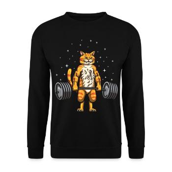Cat Weightlifting CrossLifting Fitness - Unisex Sweatshirt - black - Front - Alina (178cm) & Michal (187cm)