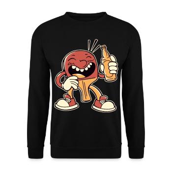 Table tennis bat with beer bottle beer plays - Unisex Sweatshirt - black - Front - Alina (178cm) & Michal (187cm)