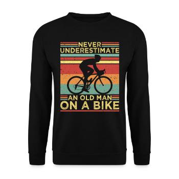 Never underestimate an old man on a bike - Unisex Sweatshirt - black - Front - Alina (178cm) & Michal (187cm)