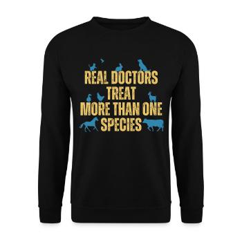 Funny Veterinarian Treat More Than One Species - Unisex Sweatshirt - black - Front - Alina (178cm) & Michal (187cm)