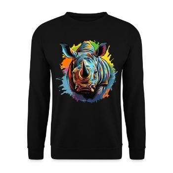 Colorful rhinoceros - Unisex Sweatshirt - black - Front - Alina (178cm) & Michal (187cm)