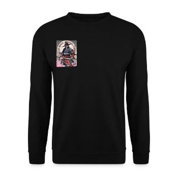 Samurai Krieger Schwertkämpfer Kirchblüten - Unisex Pullover - Schwarz - Vorne - Alina (178cm) & Michal (187cm)