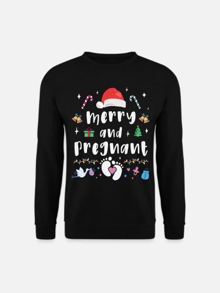 Fröhlich und schwanger an Weihnachten - Unisex Pullover - Schwarz