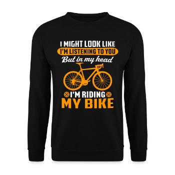 Ich fahre mit dem Fahrrad - Unisex Pullover - Schwarz - Vorne - Alina (178cm) & Michal (187cm)