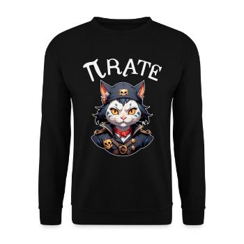 Pi day Pirate Cat - Unisex Sweatshirt - black - Front - Alina (178cm) & Michal (187cm)