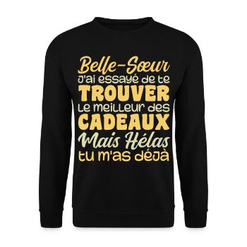 Ehefrau Beste Schwägerin Tolles Weihnachtsgeschenk - Unisex Pullover - Schwarz - Vorne - Alina (178cm) & Michal (187cm)