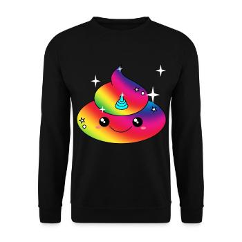 Poopicorn Poop Einhorn Kacke Shirt Geschenk - Unisex Pullover - Schwarz - Vorne - Alina (178cm) & Michal (187cm)