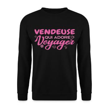 Globe-trotting saleswoman with a passion for travel - Unisex Sweatshirt - black - Front - Alina (178cm) & Michal (187cm)