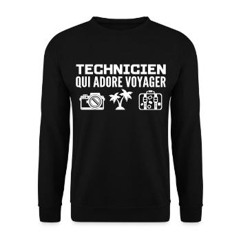 Voyageurs & Techniciens : Passion & Découverte - Sweat-shirt Unisexe - noir - Devant - Alina (178cm) & Michal (187cm)