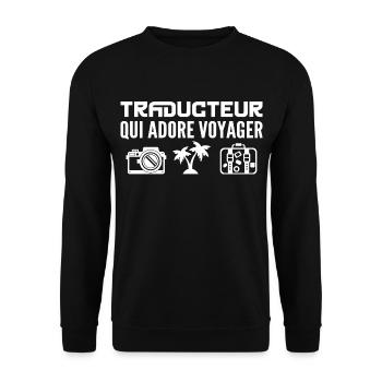 Voyageurs & Traducteurs : Passion & Découverte - Sweat-shirt Unisexe - noir - Devant - Alina (178cm) & Michal (187cm)