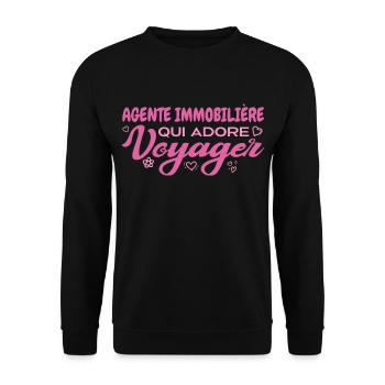 Leidenschaftlicher, weltreisender Immobilienmakler - Unisex Pullover - Schwarz - Vorne - Alina (178cm) & Michal (187cm)