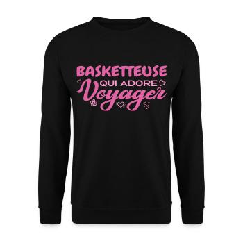 Basketteuse globe-trotteuse passionnée de voyages - Sweat-shirt Unisexe - noir - Devant - Alina (178cm) & Michal (187cm)
