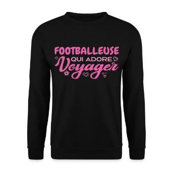 Footballeuse globe-trotteuse passionnée de voyages - Sweat-shirt Unisexe - noir - Devant - Alina (178cm) & Michal (187cm)