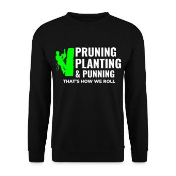 Baumpfleger Baumchirurg Kletterer Klettertrimmer - Unisex Pullover - Schwarz - Vorne - Alina (178cm) & Michal (187cm)