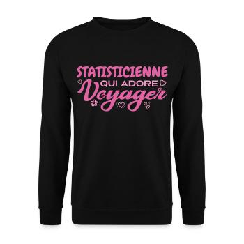 Statisticienne globe-trotteuse passionnée voyages - Sweat-shirt Unisexe - noir - Devant - Alina (178cm) & Michal (187cm)