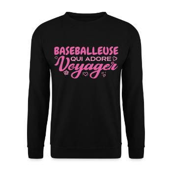 Baseballeuse globe-trotteuse passionnée de voyages - Sweat-shirt Unisexe - noir - Devant - Alina (178cm) & Michal (187cm)