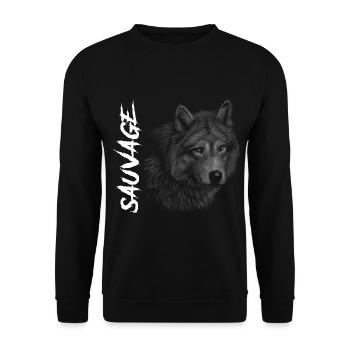 LOUP SAUVAGE - Sweat-shirt Unisexe - noir - Devant - Alina (178cm) & Michal (187cm)