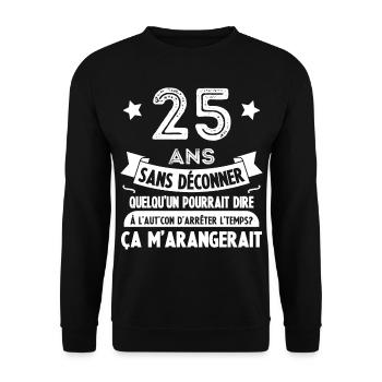 25 Ans anniversaire 25 anniversaire cadeau 25 ans - Sweat-shirt Unisexe - noir - Devant - Alina (178cm) & Michal (187cm)