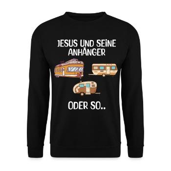 Jesus und seine Anhänger Oder so - Unisex Pullover - Schwarz - Vorne - Alina (178cm) & Michal (187cm)