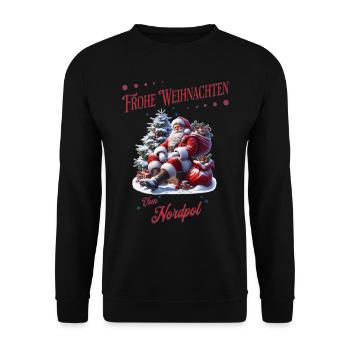Frohe Weihnachten Aber mit Stil direkt vom Nordpol - Unisex Pullover - Schwarz - Vorne - Alina (178cm) & Michal (187cm)