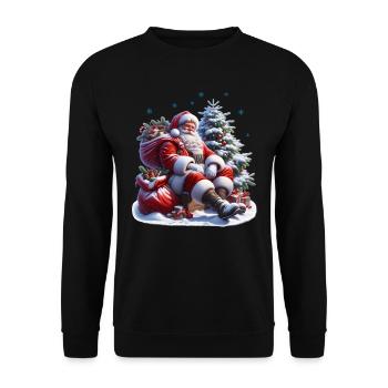 Père Noël : Pause avec style - Père Noël - Sweat-shirt Unisexe - noir - Devant - Alina (178cm) & Michal (187cm)