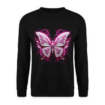 Butterfly Art with Unique Pink Flair - Unisex Sweatshirt - black - Front - Alina (178cm) & Michal (187cm)