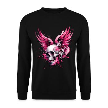 Skull & Wings Your Rebellious Style in Pink - Unisex Sweatshirt - black - Front - Alina (178cm) & Michal (187cm)
