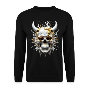 Noble Skull Demon : Éclaboussure de style blanc et or - Sweat-shirt Unisexe - noir - Devant - Alina (178cm) & Michal (187cm)