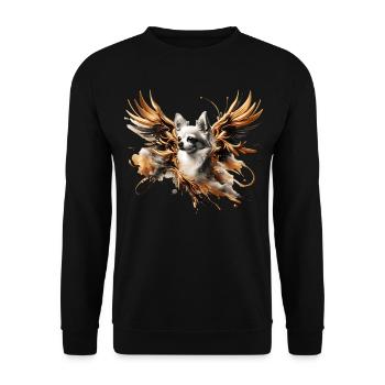 Majestätischer Chihuahua mit goldenen Flügeln - Unisex Pullover - Schwarz - Vorne - Alina (178cm) & Michal (187cm)