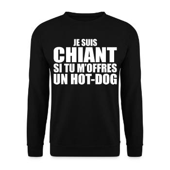 Man Who Loves It: Hot Dog. Funny Design Humor - Unisex Sweatshirt - black - Front - Alina (178cm) & Michal (187cm)