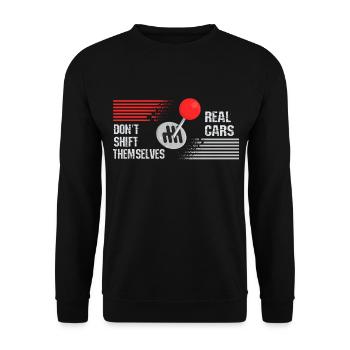 Echte Autos schalten nicht von selbst - Unisex Pullover - Schwarz - Vorne - Alina (178cm) & Michal (187cm)