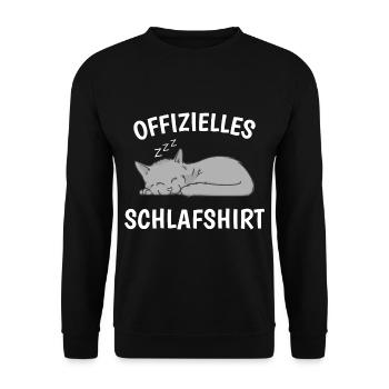 OFFIZIELLES SCHLAFSHIRT KATZE Geschenkidee - Unisex Pullover - Schwarz - Vorne - Alina (178cm) & Michal (187cm)