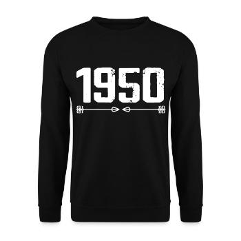 Born in 1950 Vintage 75 Years 76 Birthday Gift - Unisex Sweatshirt - black - Front - Alina (178cm) & Michal (187cm)