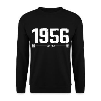 Born in 1956 Vintage 69 Years 70 Birthday Gift - Unisex Sweatshirt - black - Front - Alina (178cm) & Michal (187cm)