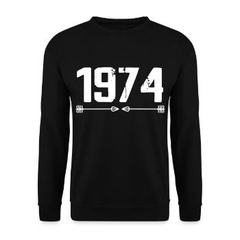 Born in 1974 Vintage 51 Year Old 52 Birthday Gift - Unisex Sweatshirt - black - Front - Alina (178cm) & Michal (187cm)