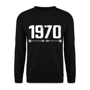 Born in 1970 Vintage 55 Years 56 Birthday Gift - Unisex Sweatshirt - black - Front - Alina (178cm) & Michal (187cm)