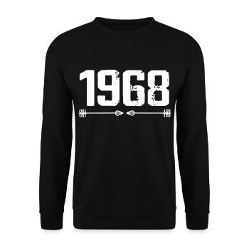 Born in 1968 Vintage 57 Years 58 Birthday Gift - Unisex Sweatshirt - black - Front - Alina (178cm) & Michal (187cm)