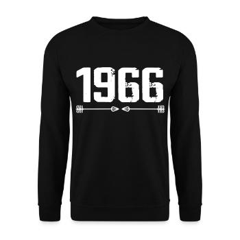 Born in 1966 Vintage 59 Years 60 Birthday Gift - Unisex Sweatshirt - black - Front - Alina (178cm) & Michal (187cm)