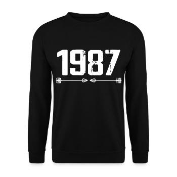 Born in 1987 Vintage 38 Years 39 Birthday Gift - Unisex Sweatshirt - black - Front - Alina (178cm) & Michal (187cm)