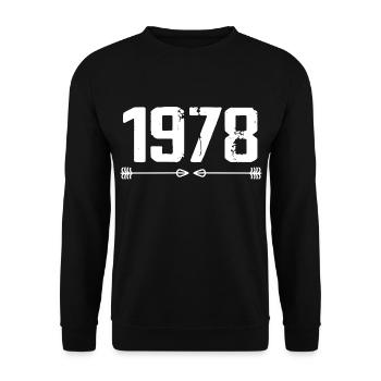 Born in 1978 Vintage 47 Years 48 Birthday Gift - Unisex Sweatshirt - black - Front - Alina (178cm) & Michal (187cm)
